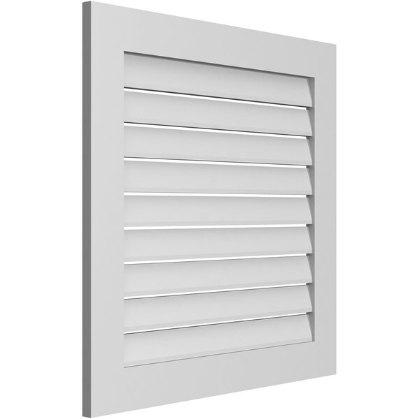 Vertical Surface Mount PVC Gable Vent: Functional, W/ 3-1/2W X 1P Standard Frame, 32W X 32H